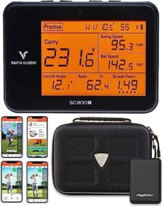 PlayBetter Swing Caddie SC300i Golf Launch Monitor by Voice Caddie | Official Accessories Bundles | Choose from Protective Case, Charger, Gift | Carry/Total Distance, Smash Factor, Ball Speed